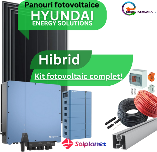 Kit fotovoltaic complet 3.3KWP Monofazat Hibrid cu 5kWh stocare (9%TVA PF) Solplanet